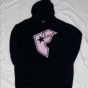 Famous Stars & Straps Black Hoodie with Pink Logo